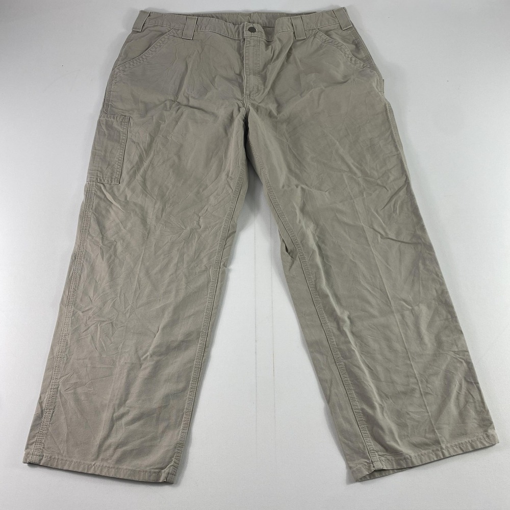 Carhartt Pants Mens 42x30 B151 TAN Dungaree Fit Canvas Work Utility Carpenter